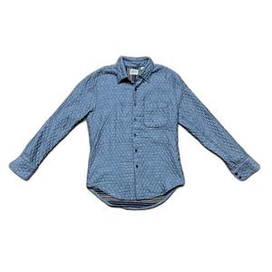 NAKED & FAMOUS Blue Quilted Button Up Shacket Shirt Top Mens Size Medium